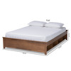 Baxton Studio Anders Walnut Wood King Size Platform Bed with Built-In Shelves 164-10673